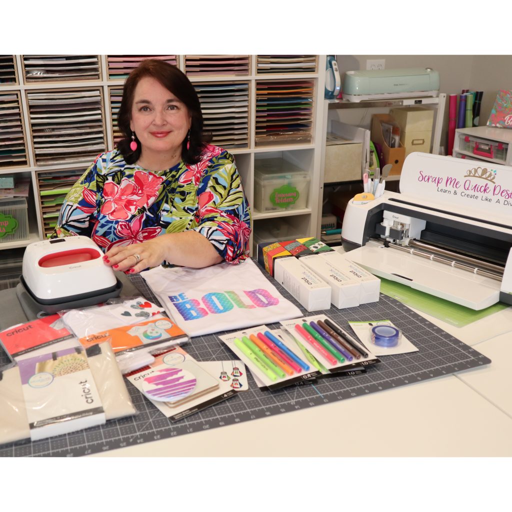 Debbie O'Neal with Cricut Infusible Ink Products in Her Craft Studio