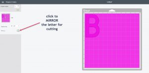 Showing location of how to Mirror Monogram Image in Cricut Design Space Software