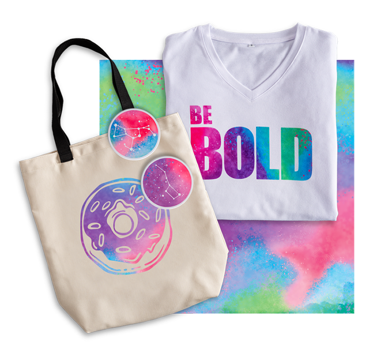 t-shirt , tote bag and coasters with Infusible Ink on them