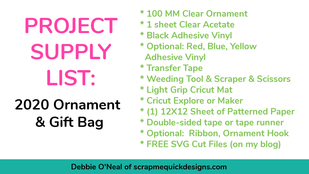 list of supplies used for Ornament