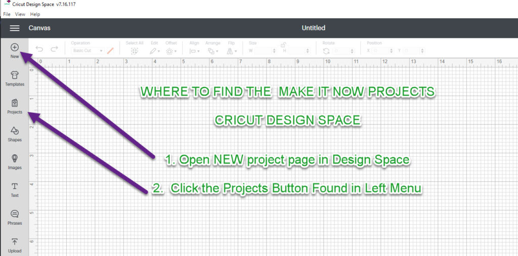 Design Space Screen with Project Button