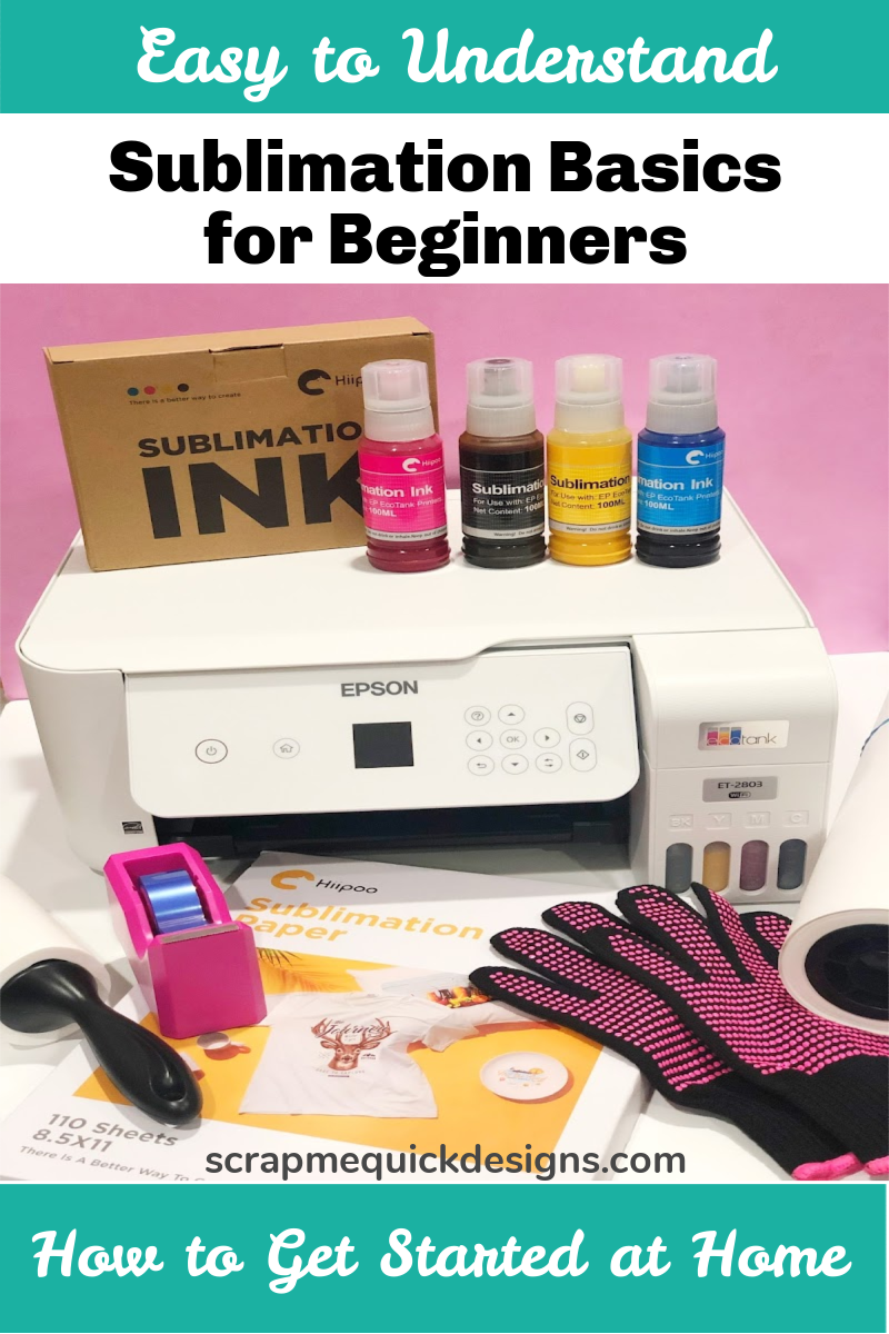 image created for use as Pinterest Pin for Sublimation Basics for Beginners Blog Post