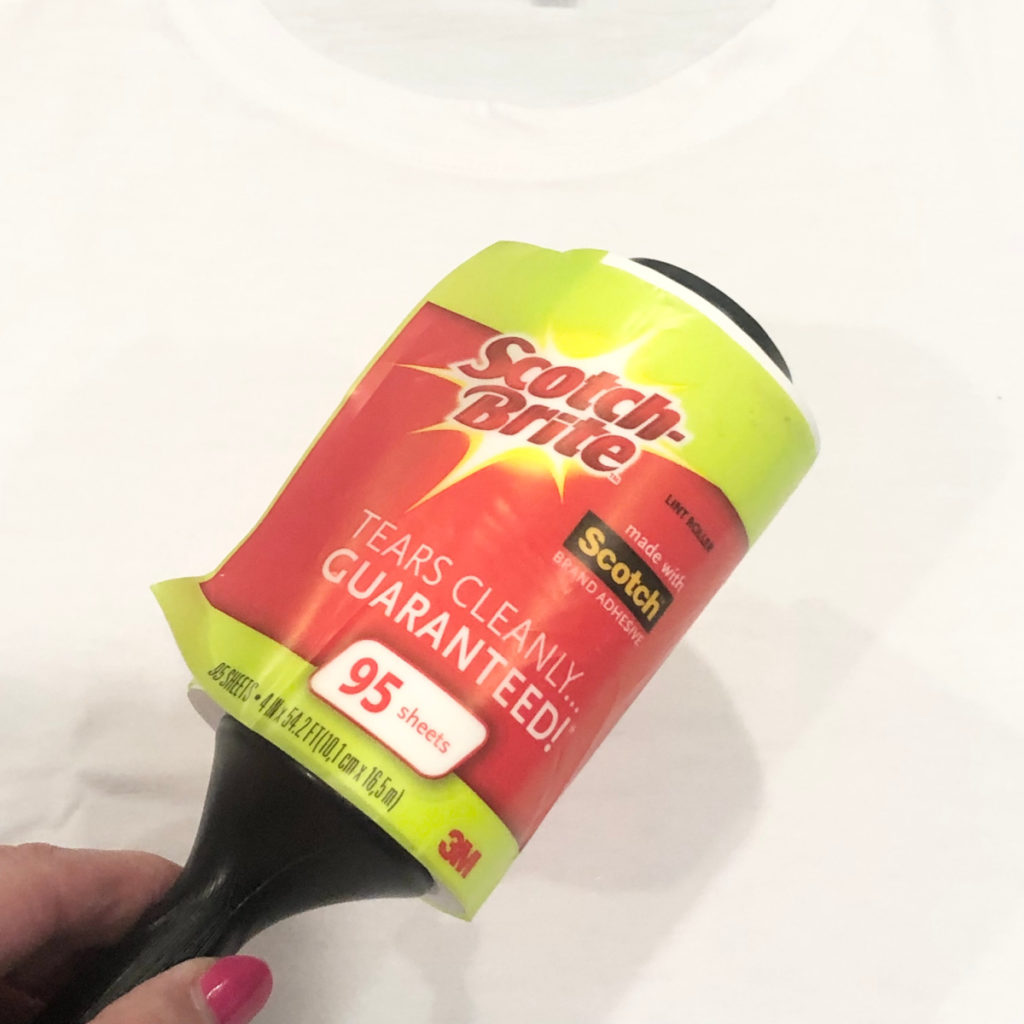 Scotch-Brite Lint Roller used over front of t-shirt
